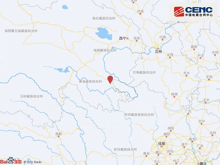 青海果洛州甘德县附近发生4.4级左右地震