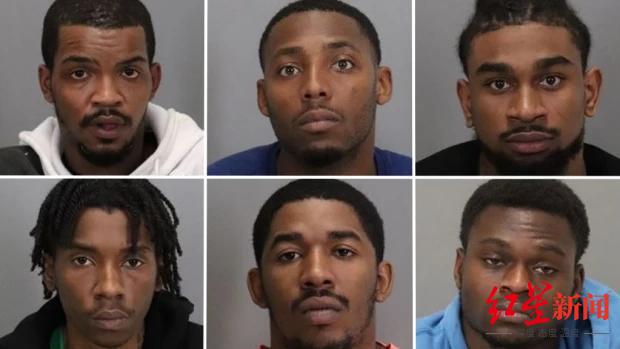 ▲6名非裔暴力犯罪团伙成员。