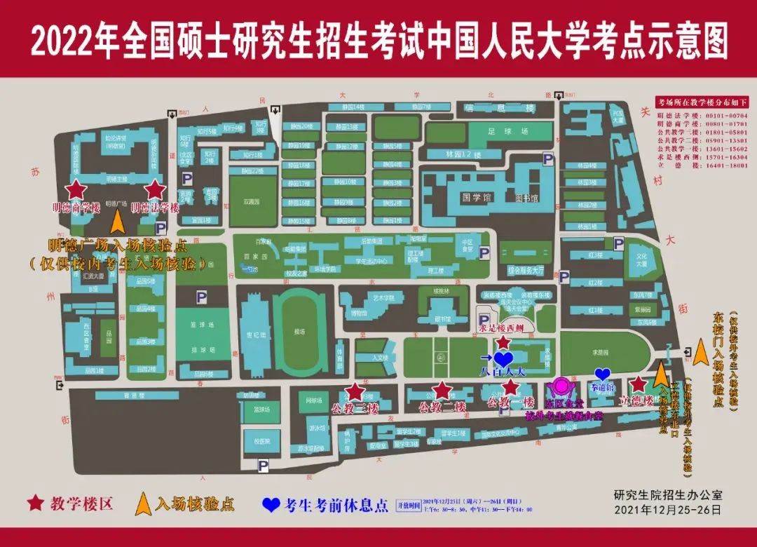 2022年全国硕士研究生招生考试1102中国人民大学报考点考生须知