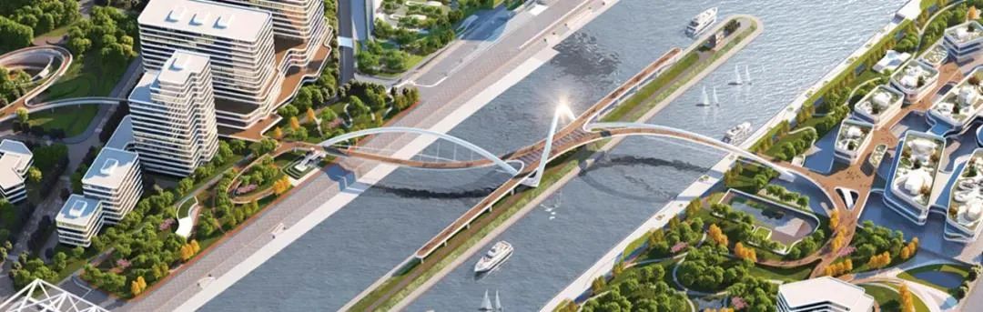 景观步行桥连接汇东与汇西