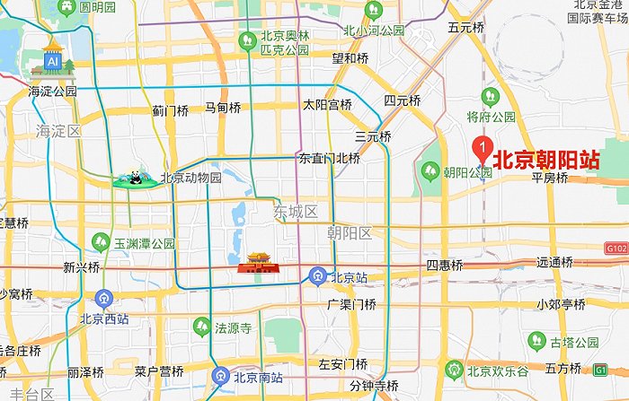 北京朝阳站地铁线路图图片