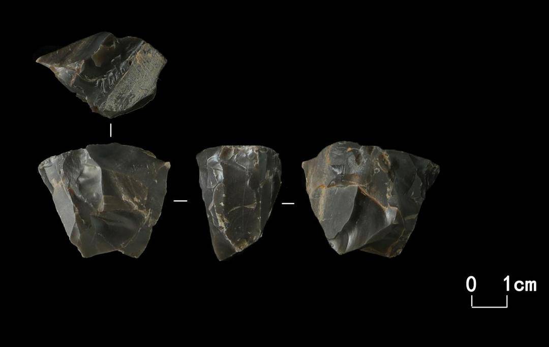 太子陵旧石器时代遗址出土的细石核.(天津市文化遗产保护中心供图)