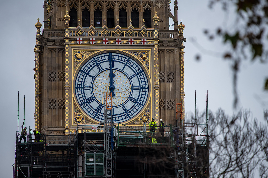 2021年12月20日讯,英国地标建筑大本钟在进入修缮工作多年之后,开始