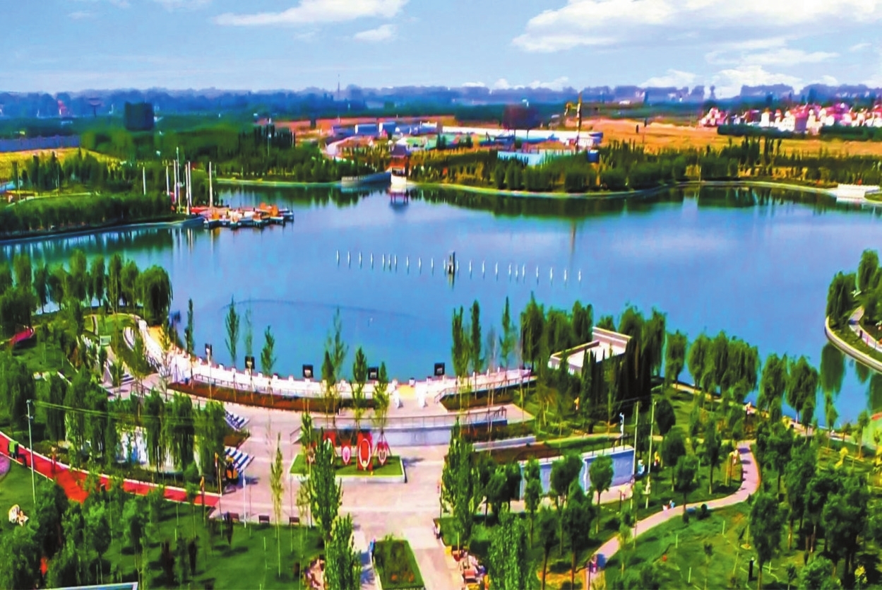 这是成安县如意湖鸟瞰图. 毛洪冰摄