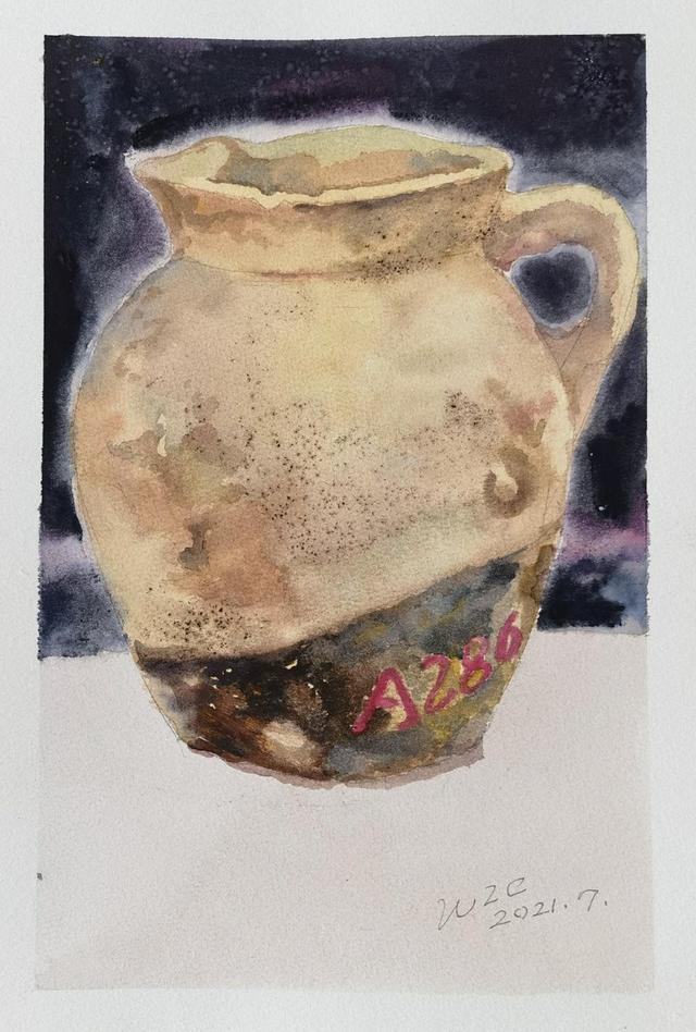 砖雕》 素描 邵言睿幼儿组三等奖 《多彩——春秋鸟纹铜眀》 水粉画