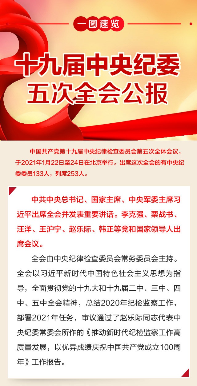 十九届中央纪委五次全会公报