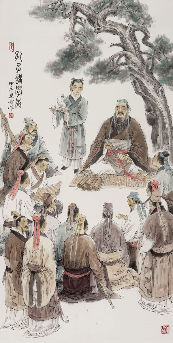 孔子讲学图(来源:烟台现代画院官网)