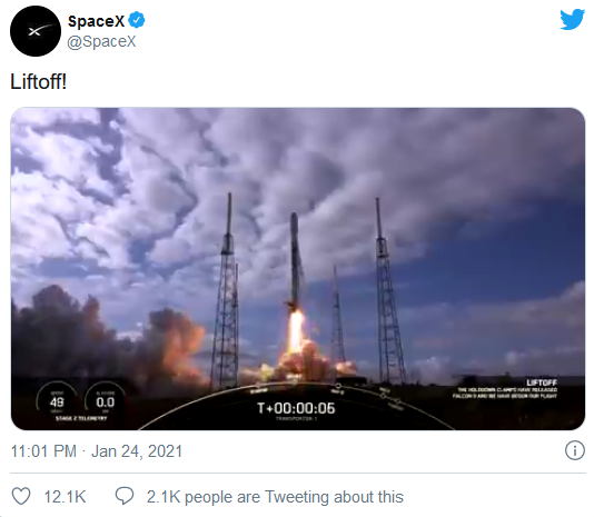 SpaceX Transporter-1任务成功发射了创纪录的143颗卫星