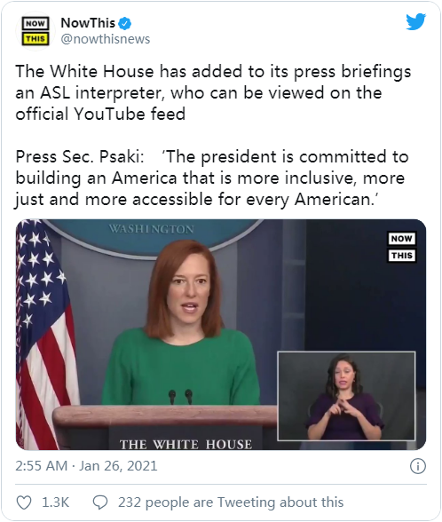 白宫为YouTube新闻发布会增设手语同声传译员