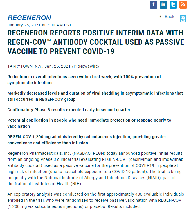 Regeneron单克隆抗体可有效预防新冠感染  但高昂成本或限制其广泛使用