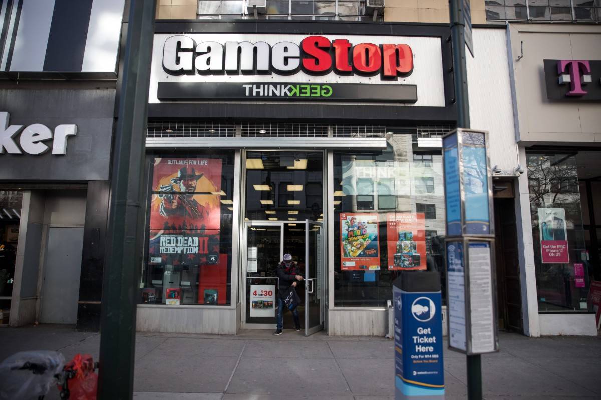 这是1月28日在美国纽约拍摄的一家"游戏驿站"商店.图自新华社