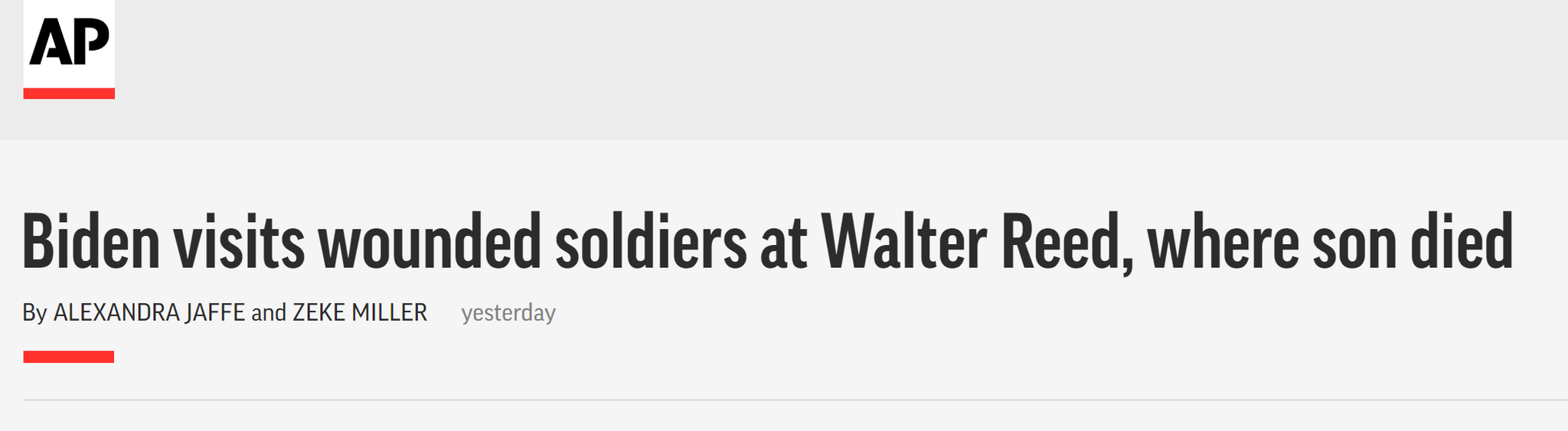 拜登到访沃尔特·里德国家军事医疗中心，美媒提到一件往事：他大儿子2015年在那去世