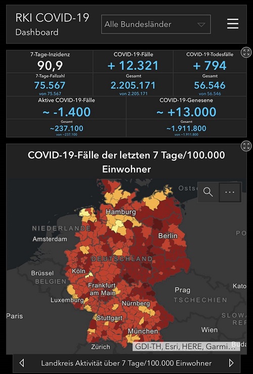 △德国当地时间1月30日0时更新的疫情数据（图片来源：罗伯特·科赫研究所）