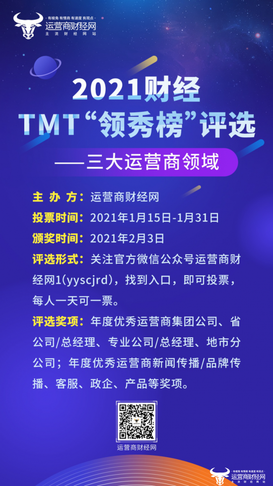 曝2021财经TMT领秀榜部分评选动态：三大运营商省公司投票积极