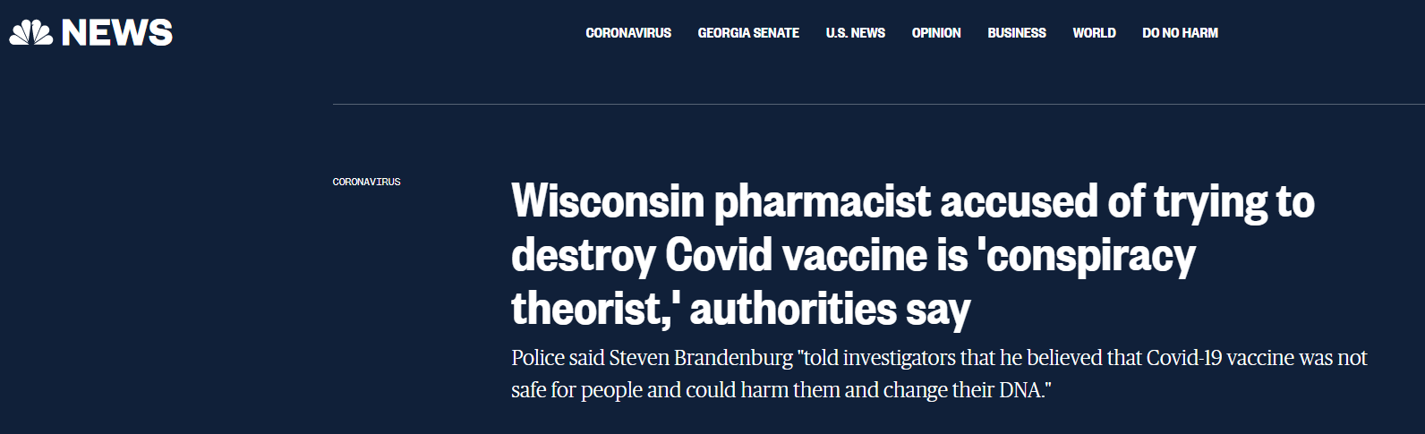 “他是故意的！”美国药剂师因毁坏新冠疫苗被捕，臆想“疫苗会改变人类DNA”