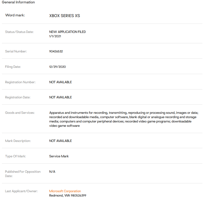 微软注册新商标“Xbox Series XS”官方尚未作出任何公告解释
