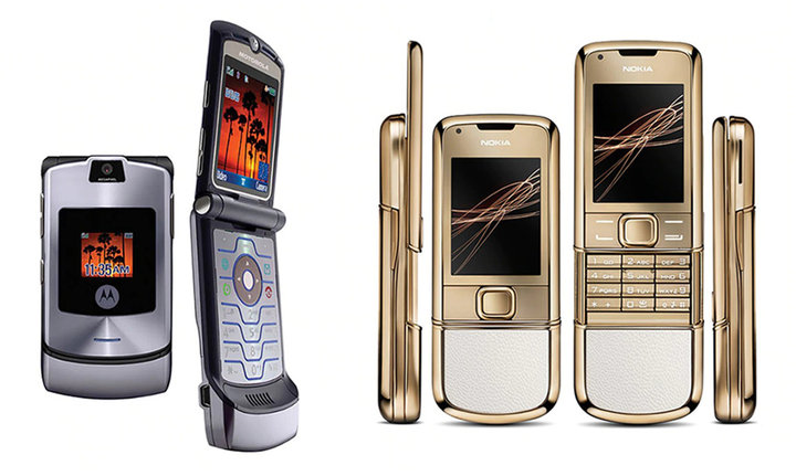  ▲ Motorola RAZR V3i（图左）和 Nokia 8800（图右）