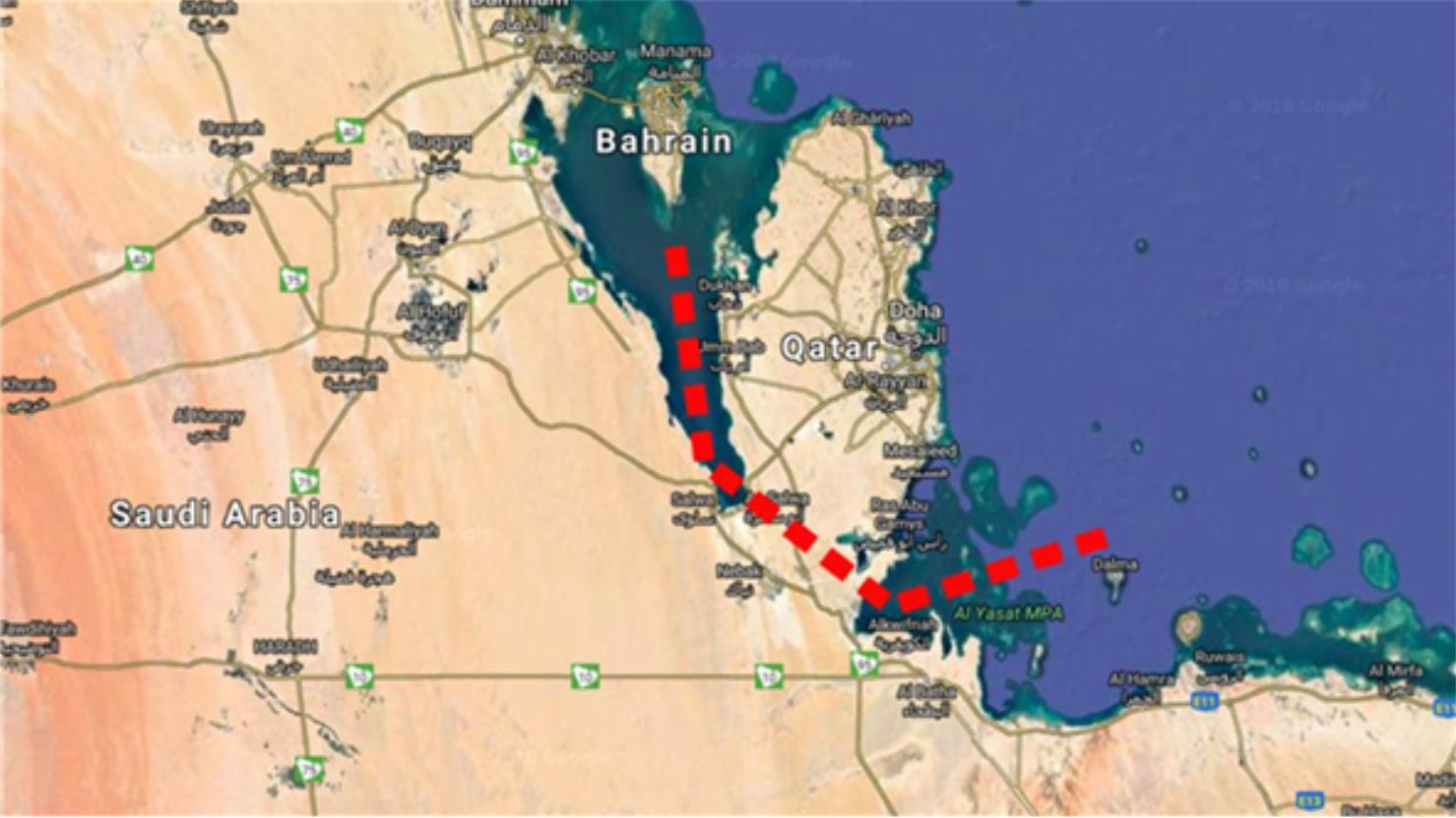 △沙特原计划在沙卡边境开完的运河示意图（图片来自网络）