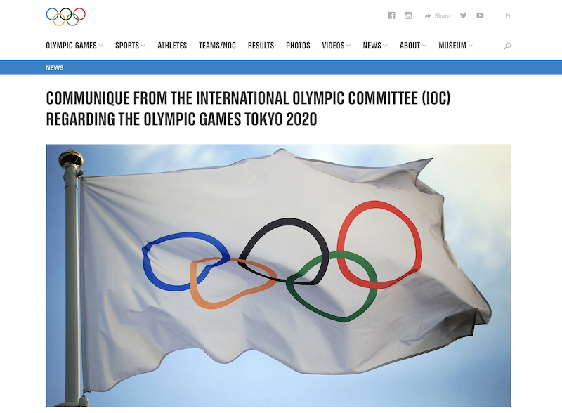 △国际奥委会关于2020东京奥运会公报显示，截至2020年3月，仅有57%的选手拥有东京奥运会的参赛资格。（图片来自：国际奥委会官网）