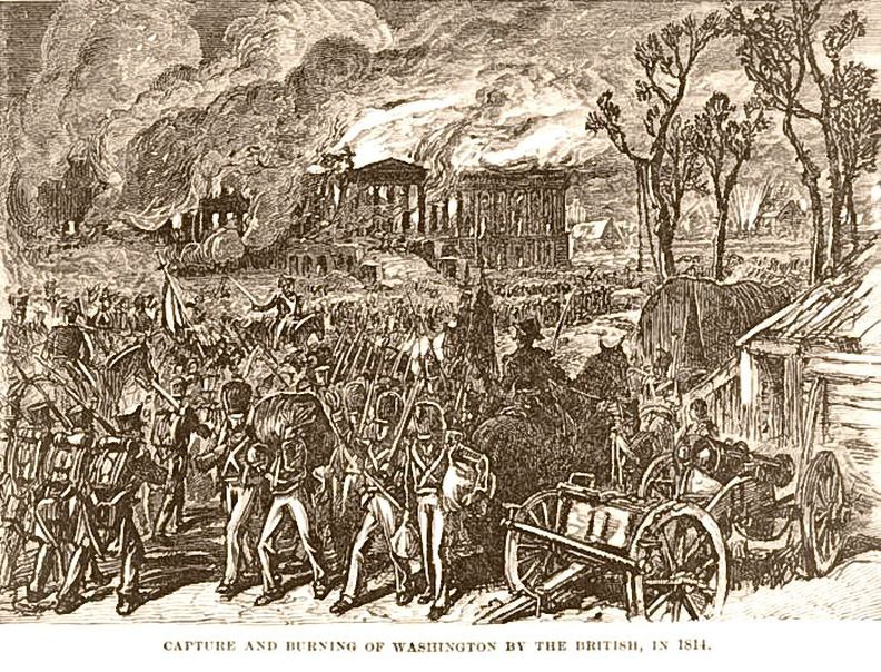 △1814年，英国占领华盛顿国会山，并焚毁白宫。（图片来源于网络）