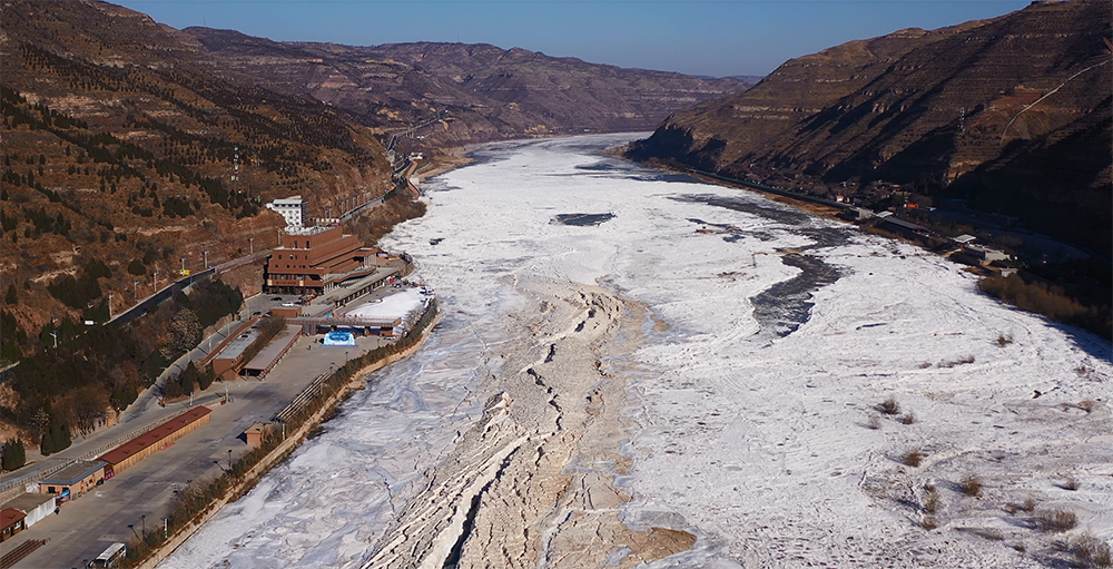 壶口瀑布冰封景观。本文图片来源:黄河壶口瀑布风景名胜区