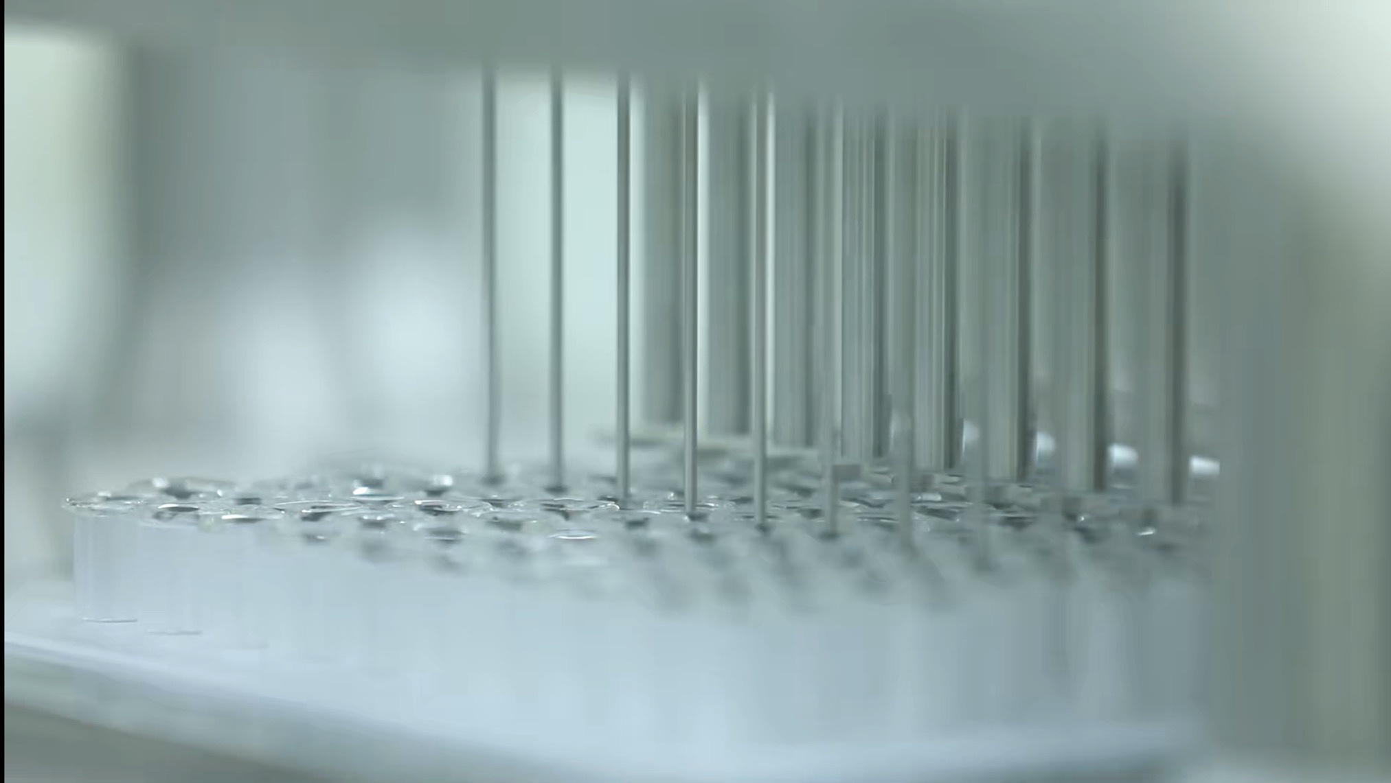 灌装设备上的软管将疫苗药液精准注入西林瓶。科兴中维供图