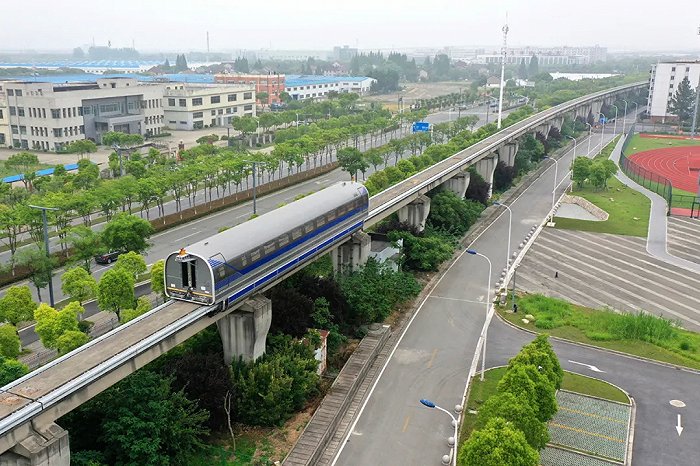 时速600公里磁浮列车在同济大学试跑。图片来源：中国中车