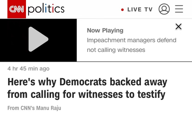 △CNN报道，弹劾小组放弃传唤证人