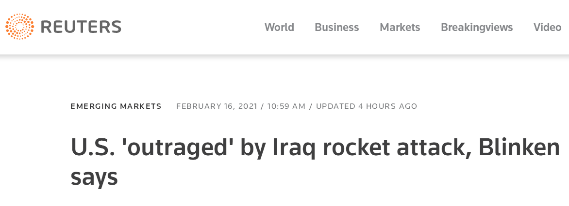 美军驻伊拉克基地附近遭火箭弹袭击致1死多伤，美国务卿表态：深感愤怒！