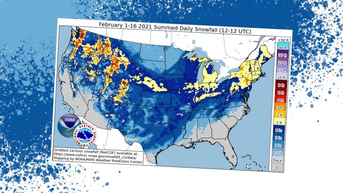 NOAA地图显示美国超70%国土被冰雪覆盖