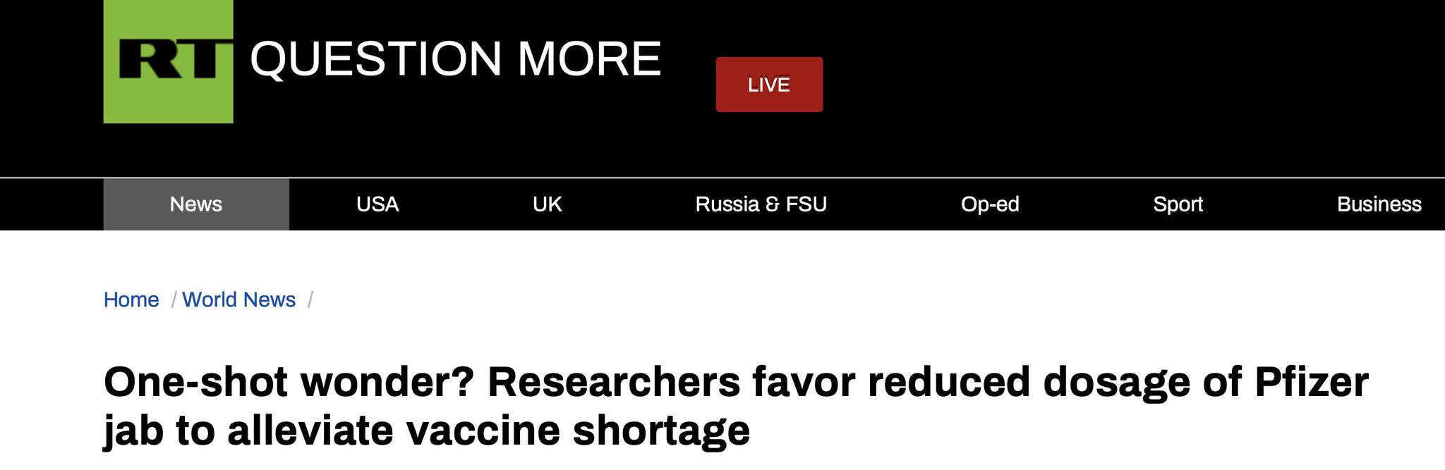 疫苗不够用，加拿大研究人员提议：只打一剂