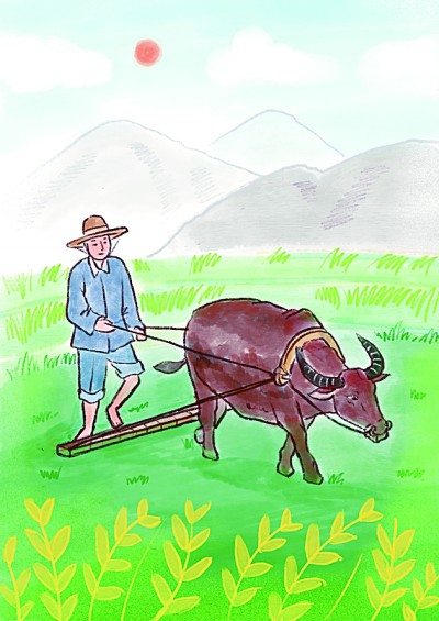 耕牛的画法图片