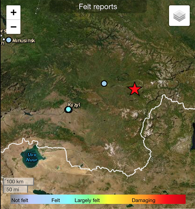 俄罗斯联邦图瓦共和国发生5.1级地震