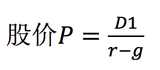 (其中,P=股票价格,D1=下期股利,r=投资者要求的收益率,g=股利增长率)