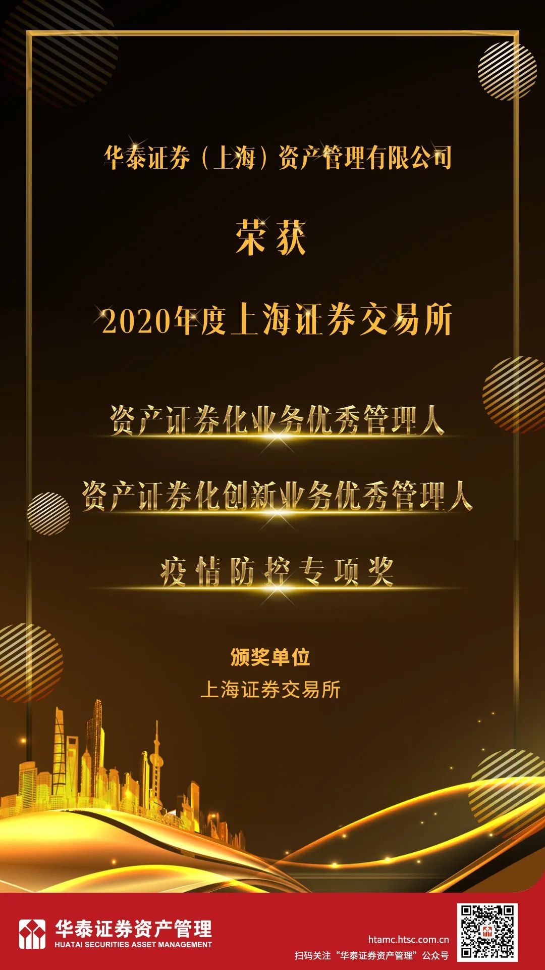 华泰证券资管荣获2020年度上交所“资产证券化业务优秀管理人”等三项大奖