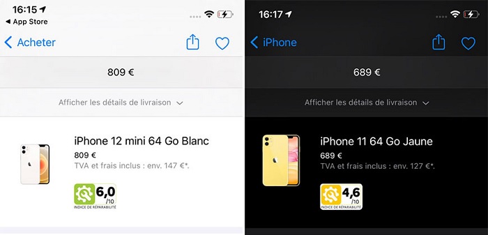 苹果开始在法国官网上显示iPhone和Mac的可维修性评分