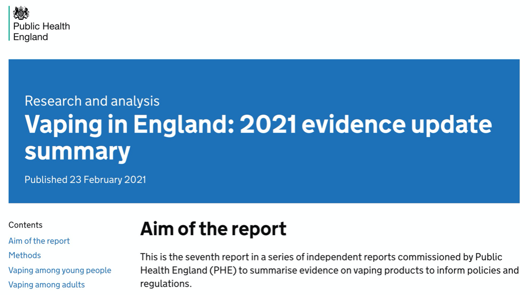 英国公共卫生部2021报告：纠正电子烟偏见，让烟民更好戒烟