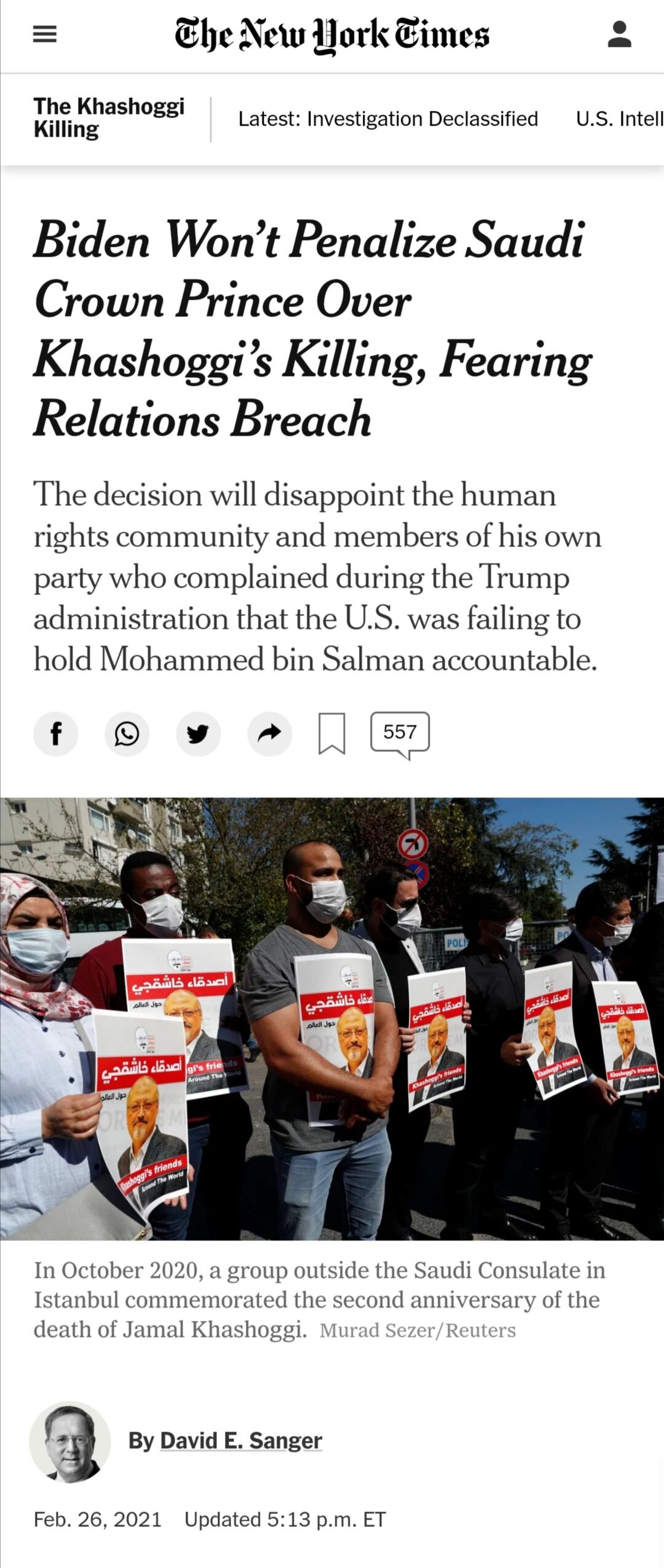 怕关系破裂？美官员：外交成本过高 拜登不会直接制裁沙特王储