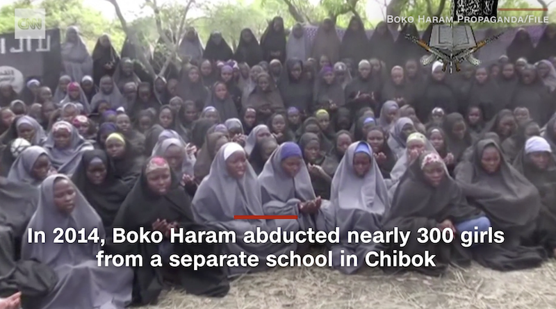 △博科圣地绑架奇博克一所学校近300名女学生。 来源：CNN