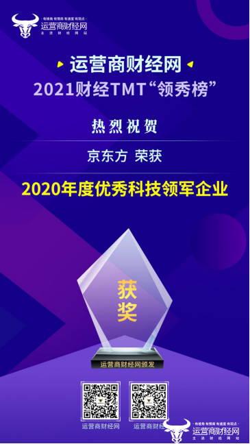 ﻿2021财经TMT“领秀榜”盛典评选：京东方入选“2020年度优秀科技领军企业”