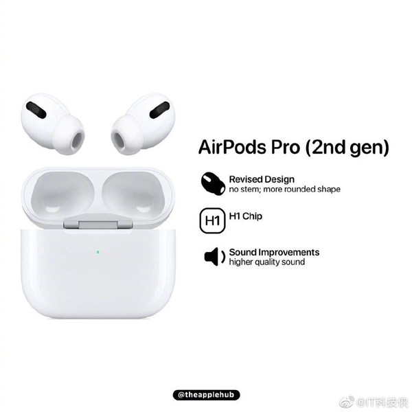 苹果再次改变产品形态 新AirPods Pro渲染图曝光：耳机柄被削没了