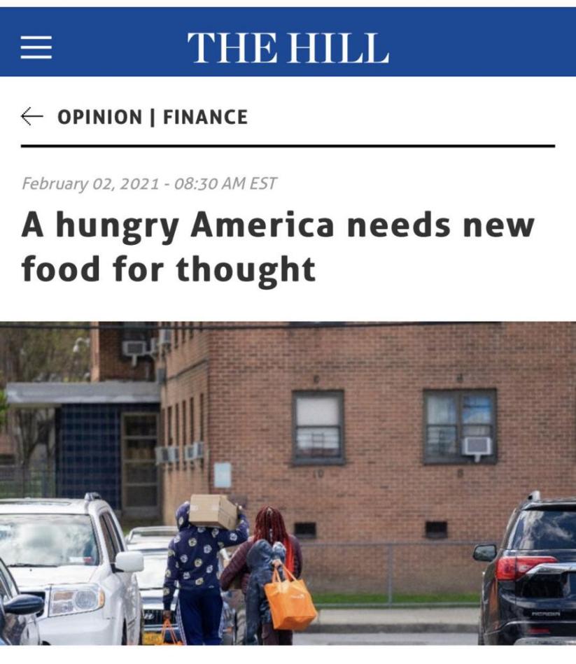 △《国会山报》报道，美国人正在面临饥饿问题