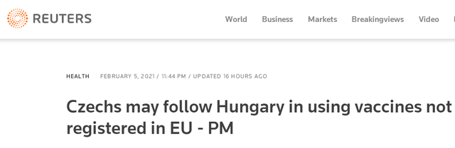 效仿匈牙利？捷克总理发声：跟默克尔谈了，想要欧洲批准中俄疫苗