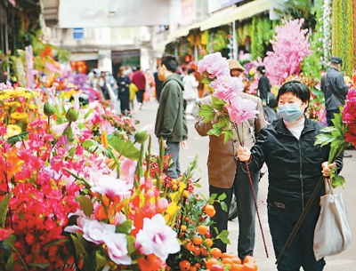 春节临近,海南省海口市的年货市场迎来大批前来采购的市民,浓浓的年