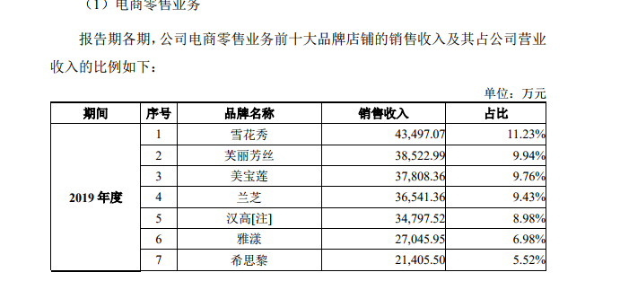 丽人丽妆招股书截图。