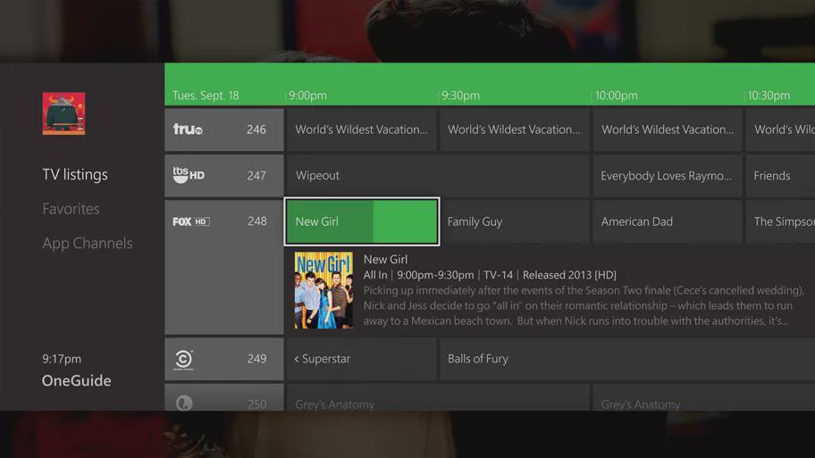 微软的Xbox TV时代5月结束 OneGuide电视节目列表将被移除