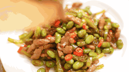 △毛豆辣椒香干炒肉丁