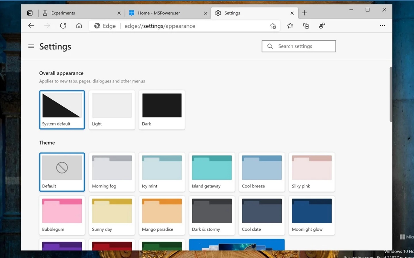 微软Edge浏览器正在获得全新颜色选择器和主题选项