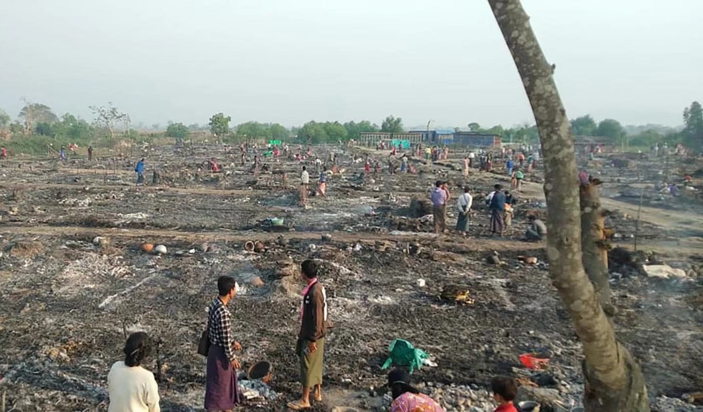 缅甸若开邦妙乌镇难民营发生火灾