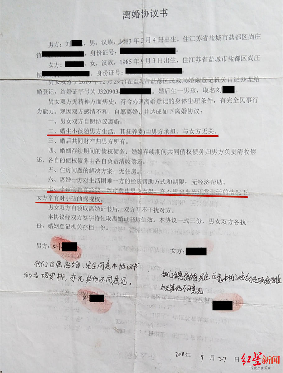 小刘父母的离婚协议书